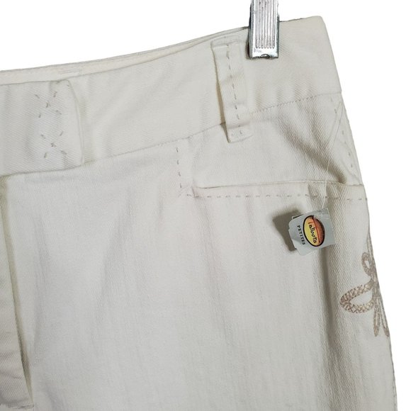 Talbots NWT Size 8P 8 Petite Pants Cotton Denim Floral Embroidered NWT Stretch - Picture 7 of 10